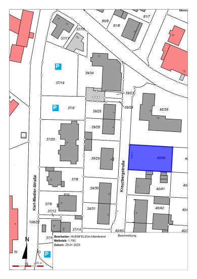 Lageplan der Baulücke Kreuzbergstraße