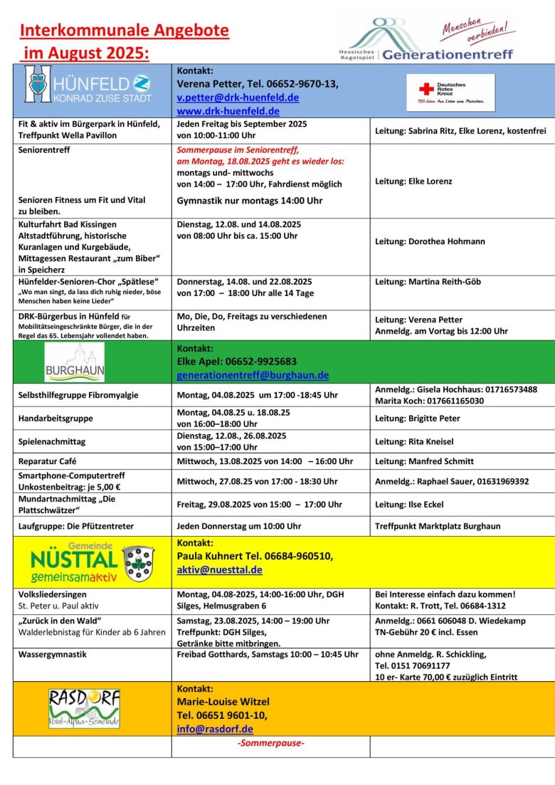 Plakat Interkommunale Angebote August