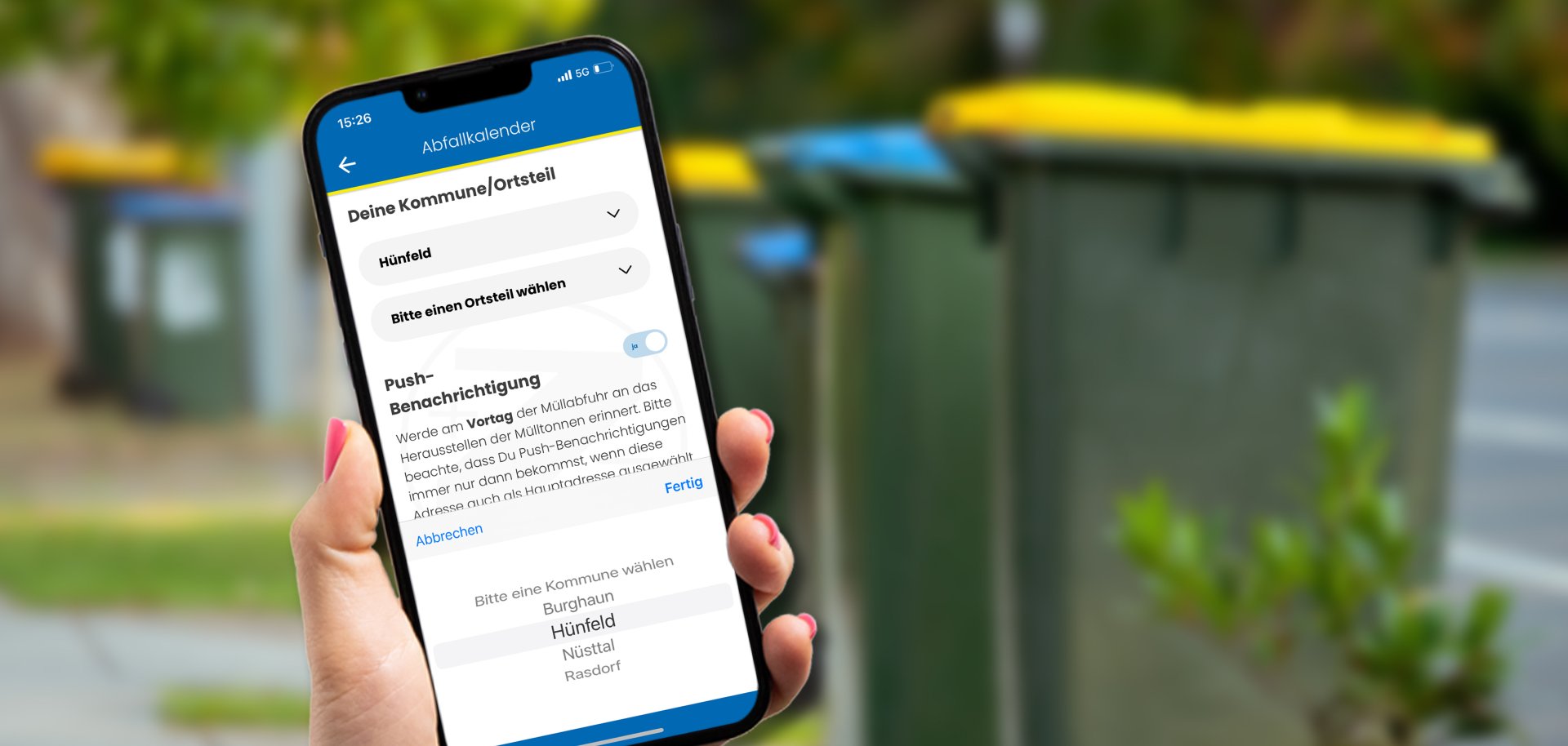 Recycling bin stands outdoor. Australia, Melbourne.